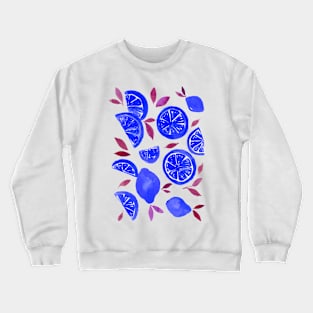 Watercolor lemons blue and purple Crewneck Sweatshirt